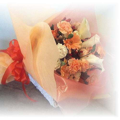 母の日プレゼントにカーネーションをあしらつた花束ブーケ「パステル　スマイル」