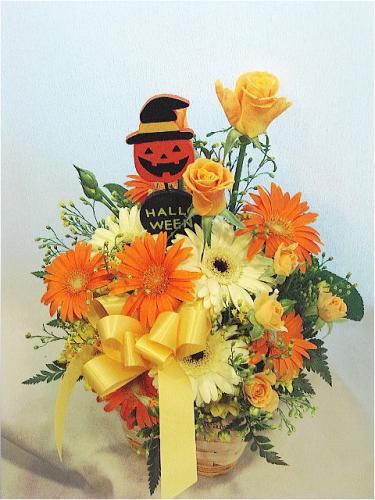 ハロウィンカラーのアレンジメント「HELLO HALLO WEEN」