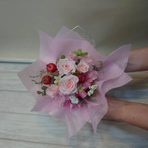 プリザーブドフラワー★ハート型ジュエリーBOXアレンジ(ピンク)