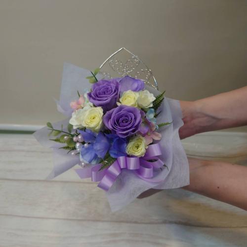 プリザーブドフラワー★ハート型ジュエリーBOXアレンジ(パープル)