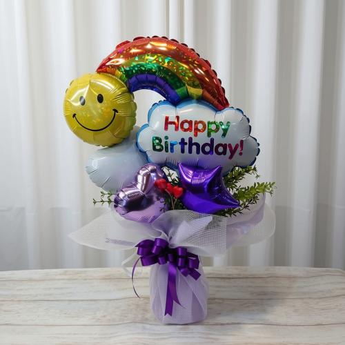 HappyBirthday!!オススメ自立バルーンブーケ(パープル)