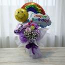 HappyBirthday!!自立フラワーブーケ(パープル)