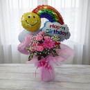 HappyBirthday!!自立フラワーブーケ(ピンク)