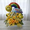 HappyBirthday!!★レインボーバルーンアレンジメント★イエローローズ