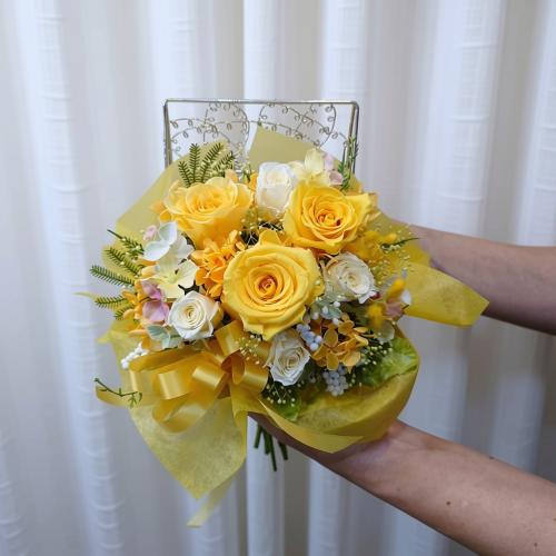 黄薔薇プリザーブドフラワーをジュエリーボックスにアレンジ「のどか」