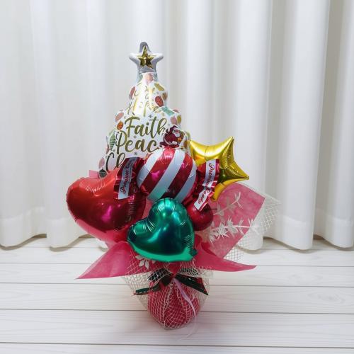 クリスマスの演出にオススメ!!自立型バルーンブーケ(ツリーバルーン入)