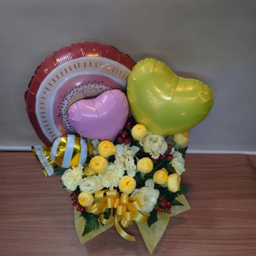 「虹/ボーホレインボー」バルーンアレンジメント(イエロー)