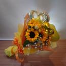 ひまわりとハートバルーンの花束「チェーンオブハート」