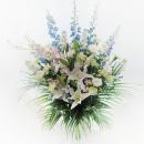 洋花メインのフラワーアレンジメント「純潔な心」/葬儀供花